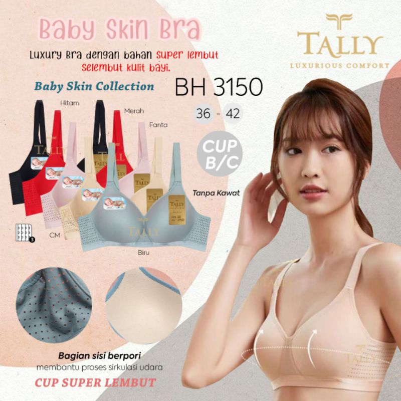 TALLY BRA BH BABY SKIN 3150 | CUP C I BUSA TIPIS | KAIT 3 | SIZE 36 - 42