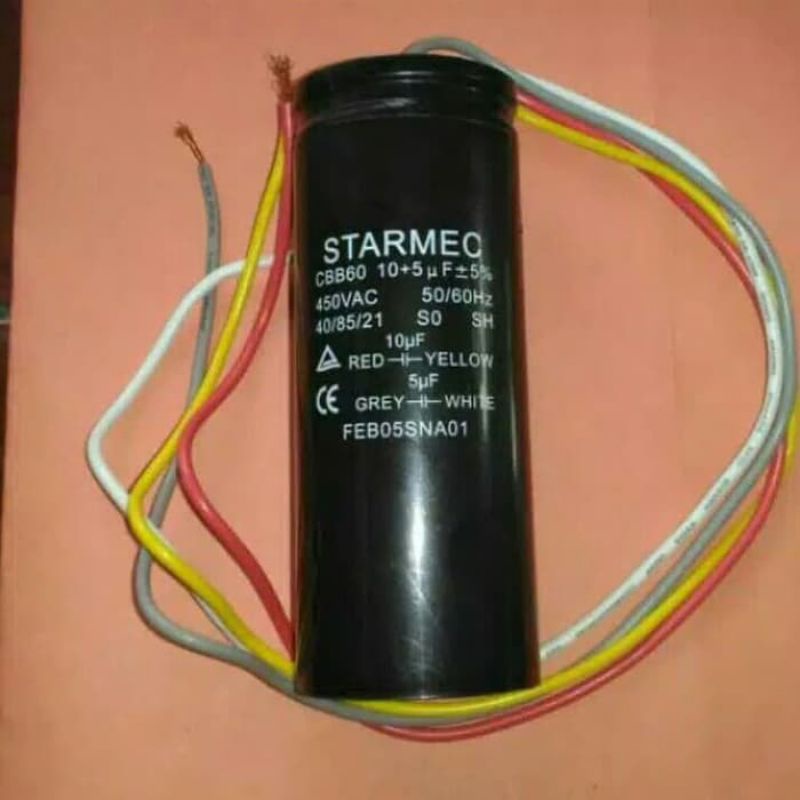 Kapasitor , 5+10 uf , 10-5 uf , Capasitor , Mesin Cuci 450V