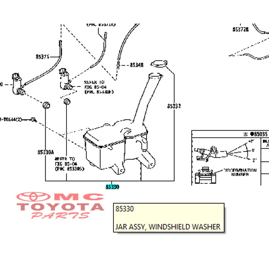 Tabung Tangki Air Wiper Yaris New Sienta 85315-0D301