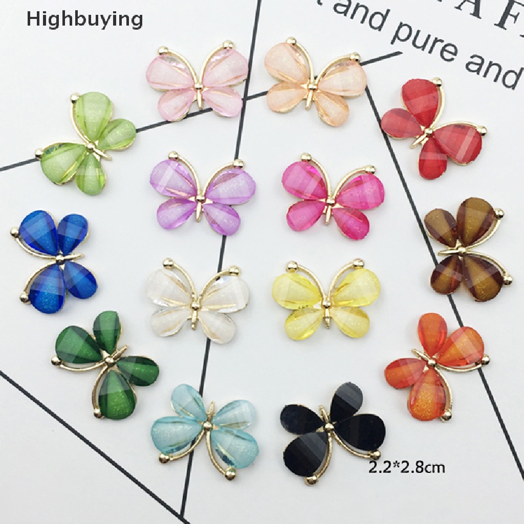 Hbid 10pcs / set Butterfly flatback Bahan resin Untuk Dekorasi Handphone / Scrapbook / Pernikahan