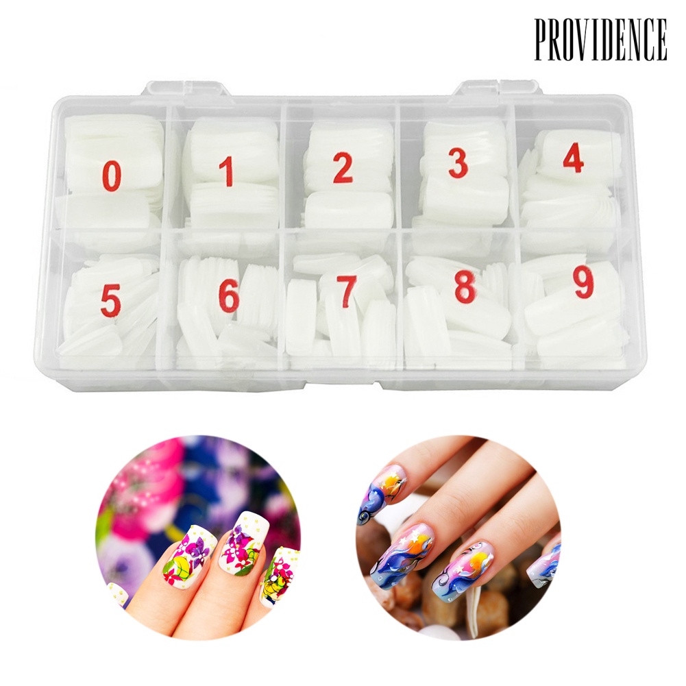 Providence 500Pcs/Set Full Cover Acrylic False Nail Tips Faux Fingernails Manicure DIY Tool