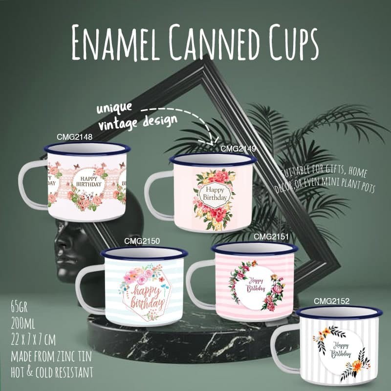 Enamel canned cups/Enamel mug Custom satuan/Happy Birthday Mug/