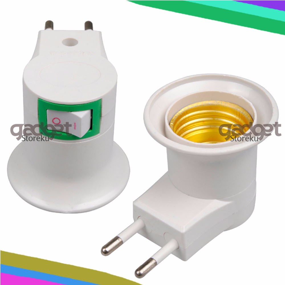 Fitting Lampu dgn Saklar E27 Lampu Bohlam Portable EU Plug