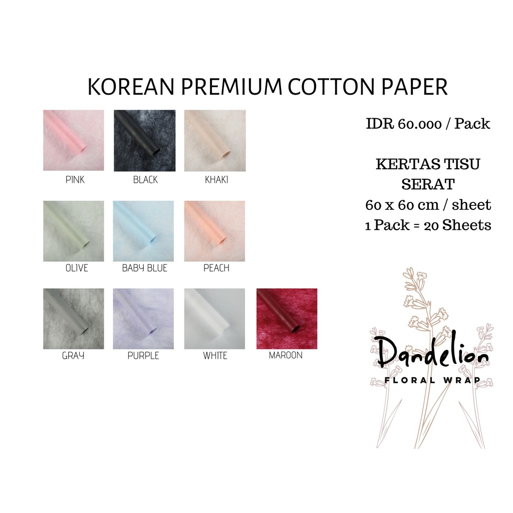 FLOWER WRAPPING KOREAN PREMIUM COTTON PAPER KERTAS  TISSUE 