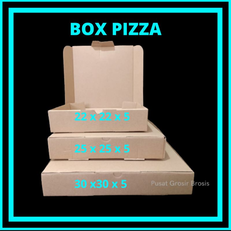 COD - Kardus Box Pizza Ukuran 22x22x5 25x25x5 30x30x5 cm kardus box baju makanan pizza hijab aksesor