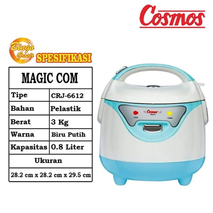 MAGIC COM RICE COOKER COSMOS CRJ 6612 - Biru Muda