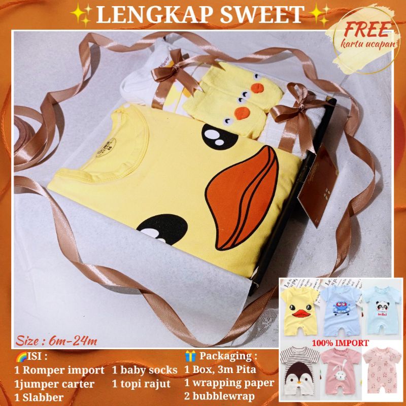KADO BAYI GIFT SET BABY hampers baju box perempuan laki parsel lahiran kembar BTM bajutasmurahku-🔴LNGKAP SWEET 6-24M