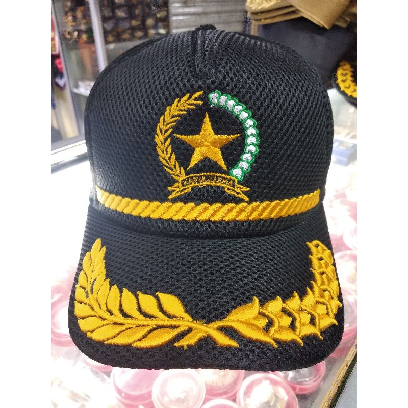 Topi jaring veteran RI hitam free nama bordir