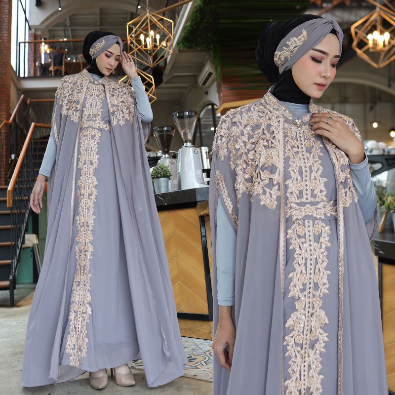 Kaftan Dewi Joda Bordir Payet Free Manset Gamis dan Ciput Original Butik