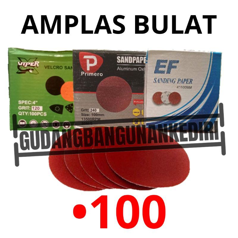 amplas bulat 4&quot; kertas gosok bulat 4&quot; grit 100 amplas gerinda 4&quot; sanding disc velcro 4&quot; amplaa bulat