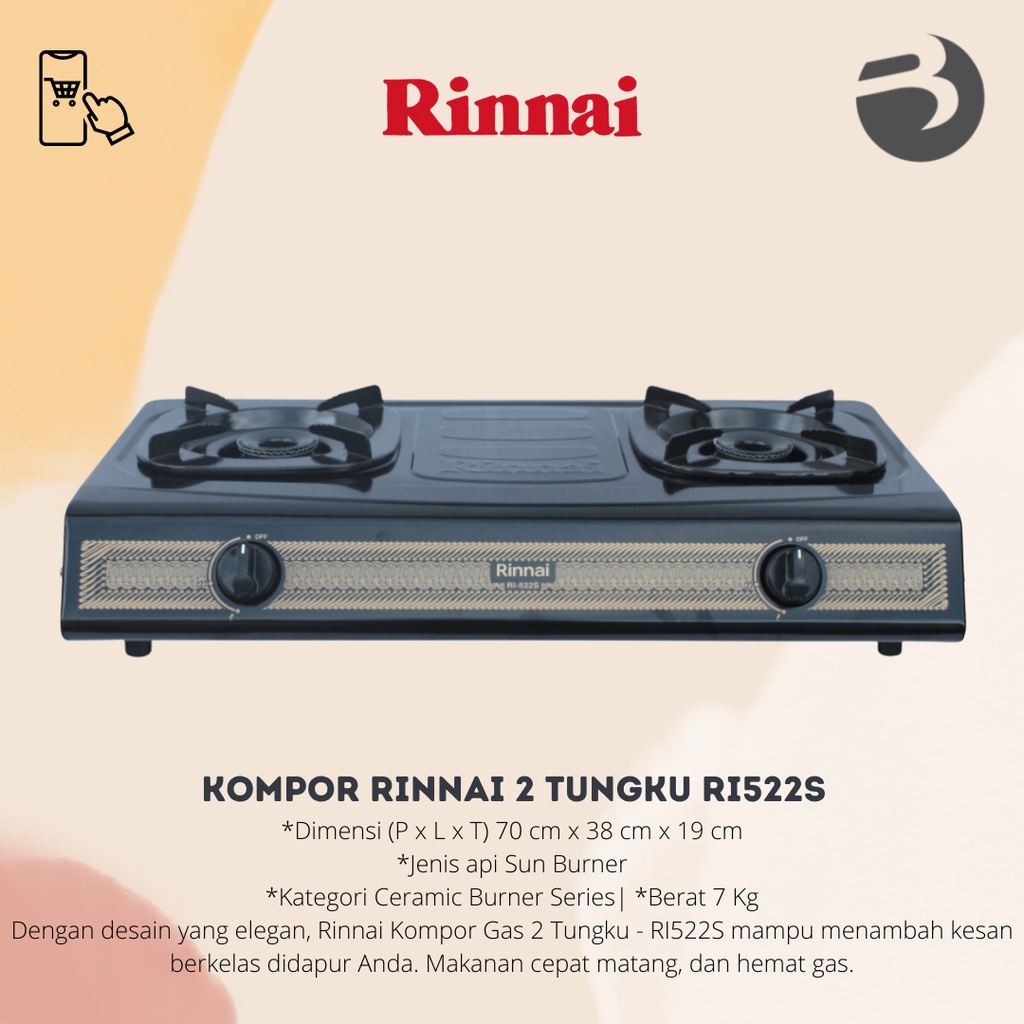 Kompor Rinnai 2 tungku RI522S / RI 522 S murah