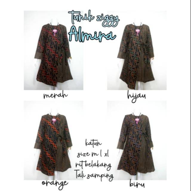 TUNIK ZIGGY ALMIRA BATIK KOMBINASI KONDANGAN HIJAB SERAGAMAN