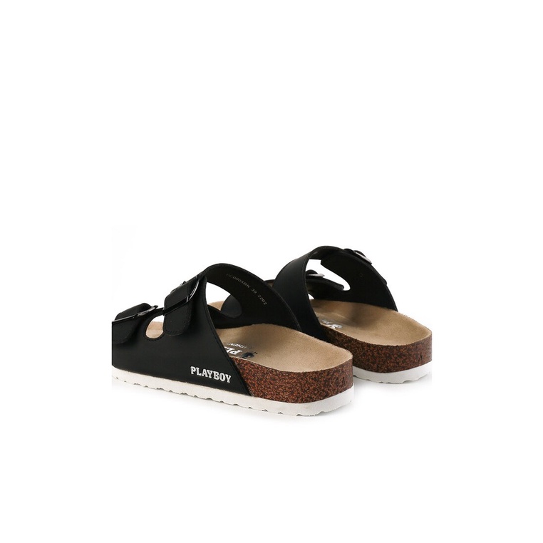 SANDAL SLIDE PLAYBOY WANITA ORIGINAL CASUAL BRANDED ASLI HITAM PLW04