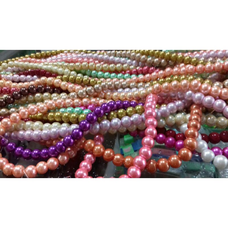 mutiara sistetis 8 mm/ mutiara 1 renteng / mote asli 8 mm