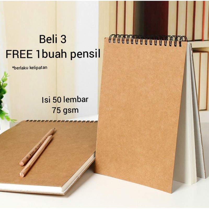 

Sketchbook A6 50 lembar/75gsm - Buku Sketsa Desain Gambar - Notebook Gambar Polos Hitam Coklat Sket