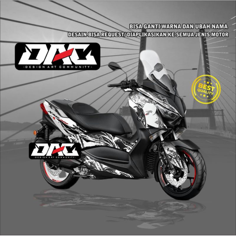Sticker Decal xmax grafis putih hitam full body