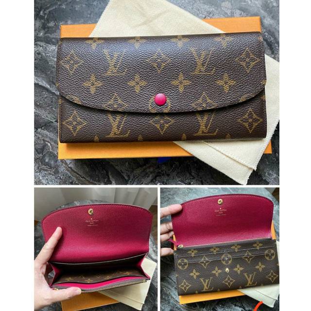 Lv emilie wallet monogram fuschia