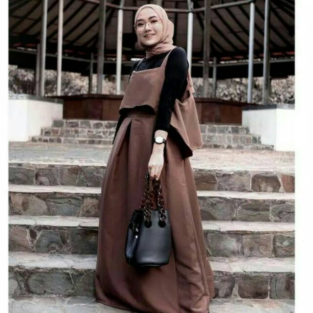 Layer overall overal lyra dress gamis wanita terbaru