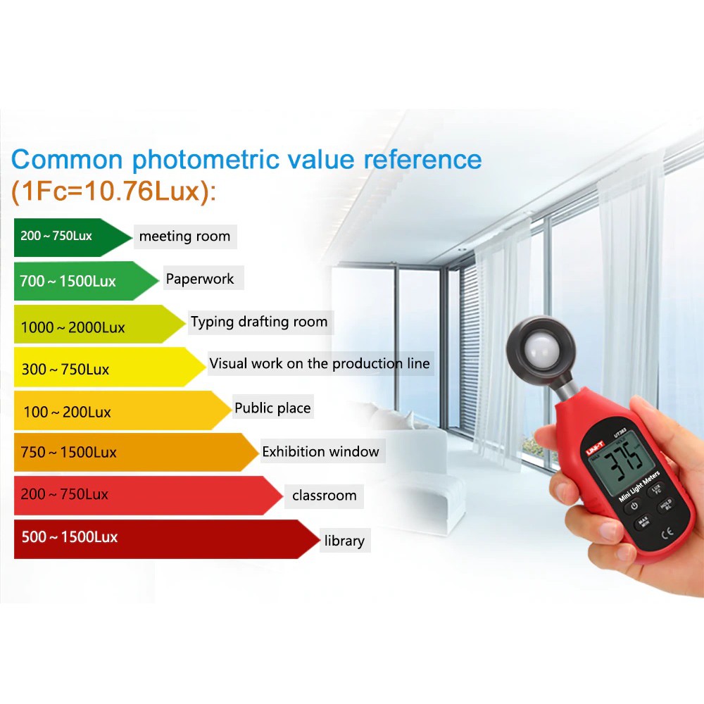 UNI-T UT383 - Luminometer Light Meter - Pengukur Cahaya Mini Lux Meter