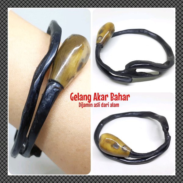 GELANG AKAR BAHAR HITAM PLUS BONGGOL. DIJAMIN ASLI DARI ALAM MADURA. ALL SIZE GAN