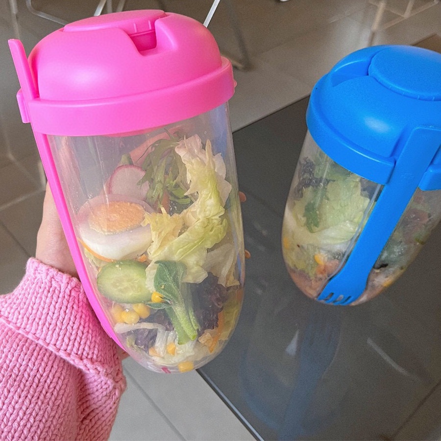 MASON Kotak Makan Siang Bento 1000ml Bahan Plastik Portabel Dengan Garpu Untuk Travel