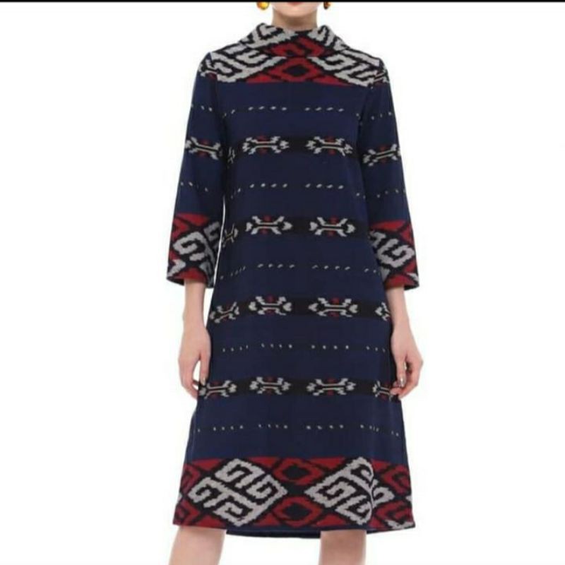 Dress tenun jepara leher mantel baju tenun jepara kain etnik DTB 19