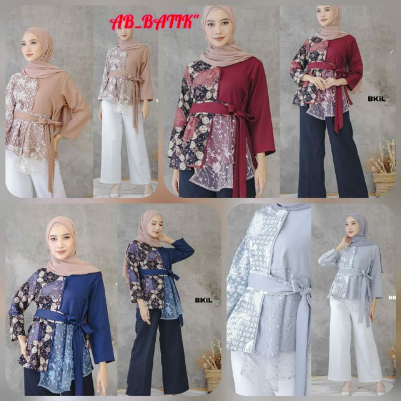 Tey-17 Batik Wanita Asj Sa Hrb026 Kenongo Kemeja Tosca Pendek