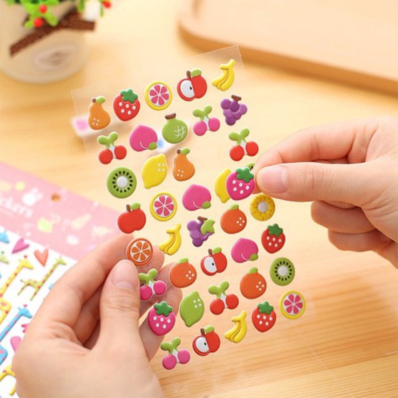 Stiker Bubble 3D Motif Kartun Kebun Binatang Untuk Dekorasi Diary / Handphone / Hadiah Anak Tk DIY