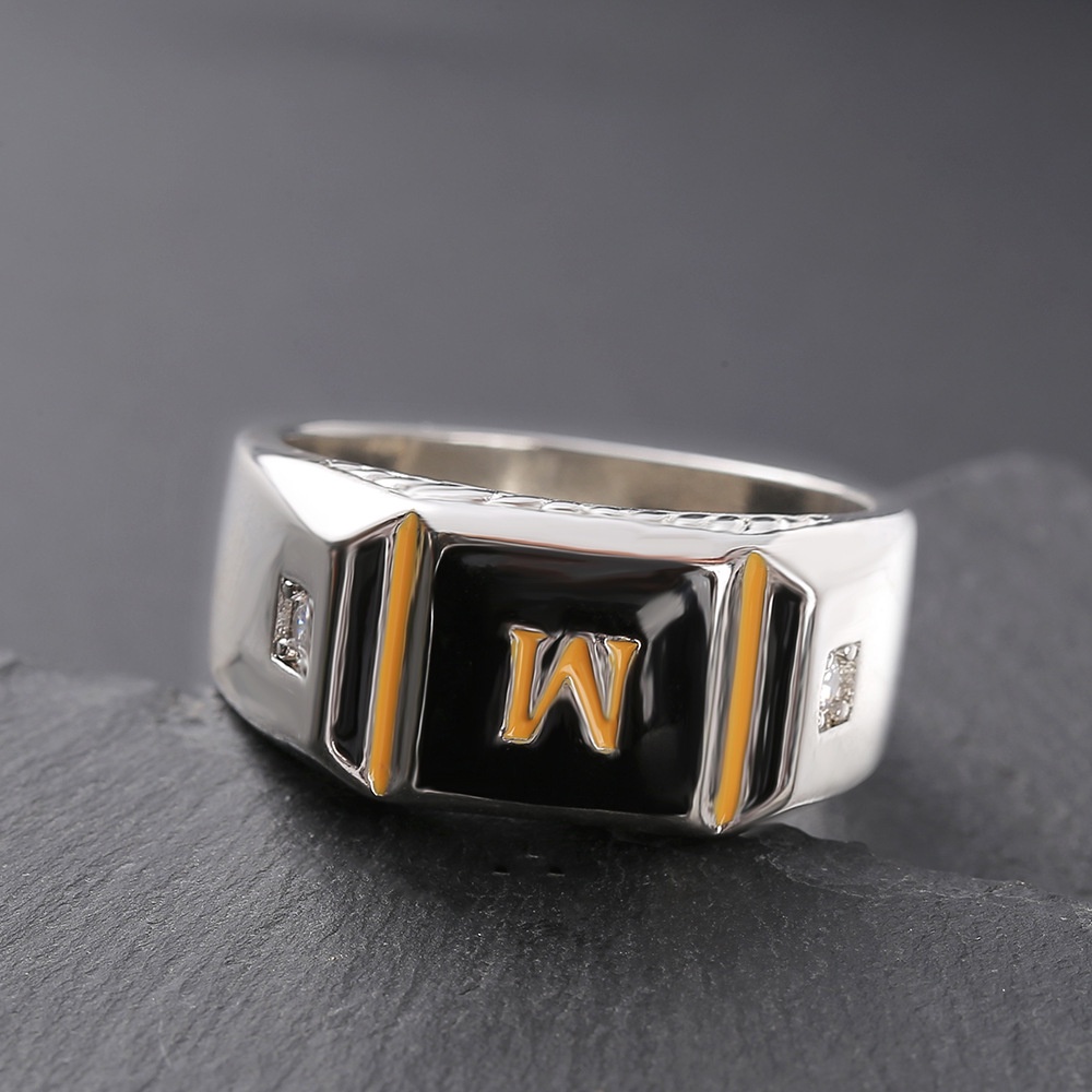 Cincin Bahan Stainless Steel 3A Warna Hitam Untuk Pria