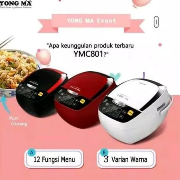 Yong Ma Digital Magic Com YMC 116C- 2 Liter / Rice Cooker Yongma New - Putih