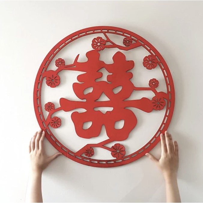 Backdrop Sign Shuang Xi | Backdrop Sangjit | Double Happiness Sign