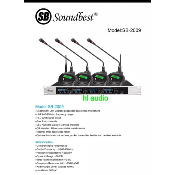 MICROPHONE PODIUM SOUNDBEST SB-2009 (4 MIC) WIRELESS ORIGINAL