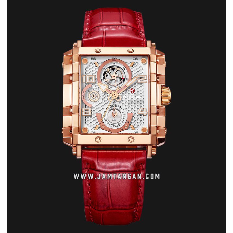 Expedition E 6757 BF LRGSL Ladies White Dial Red Leather Strap