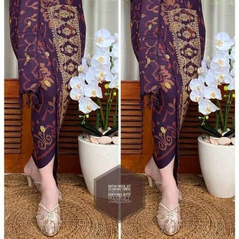 kamen katun mastuli bordir tumpal set selendang