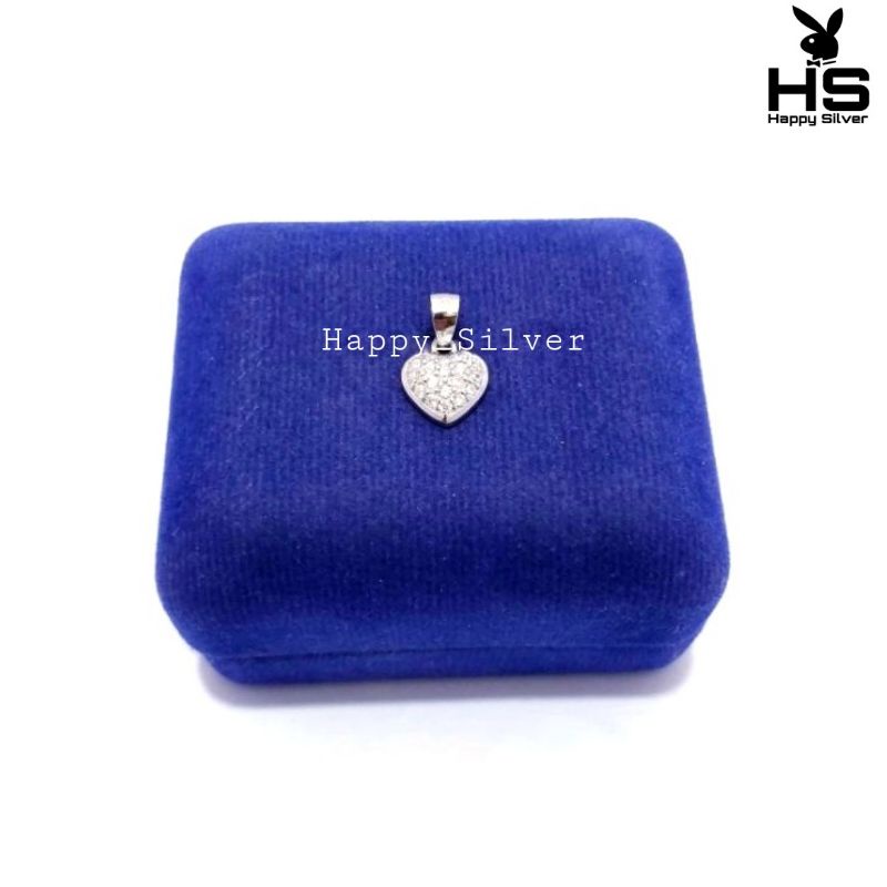 LIONTIN PERAK LOVE ASLI SILVER 925 LAPIS EMAS PUTIH MODEL LOVE KECIL PERMATA - PERHIASAN PERAK