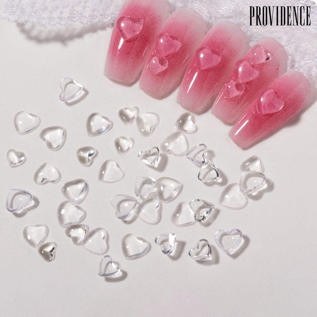 Providence 100Pcs / Kantong Aksesoris Nail Art Resin Bentuk Hati 3D Flexible DIY