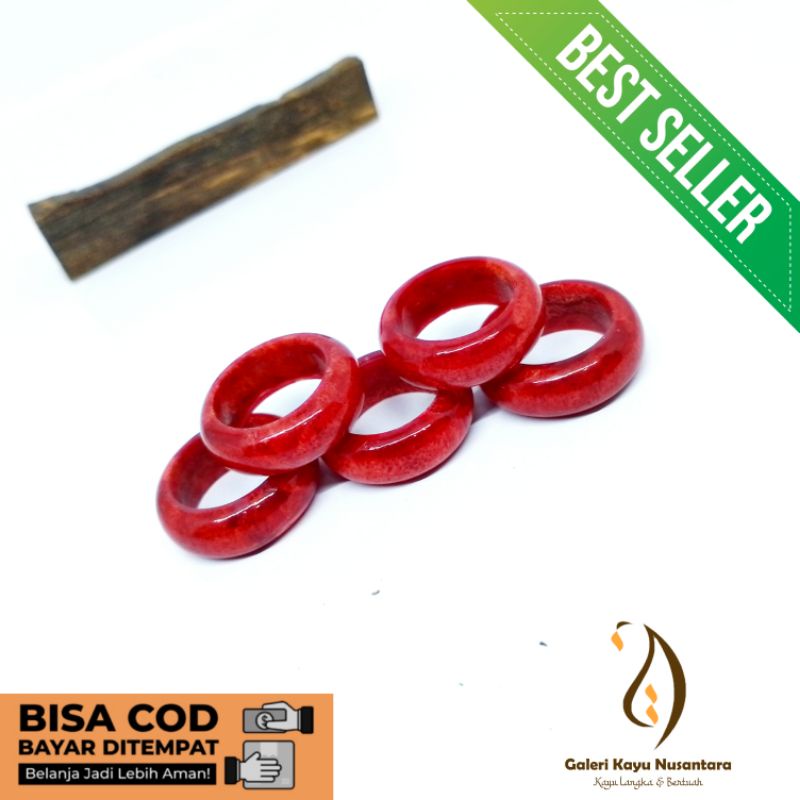 Cincin Batu Coral Marjan Merah,Putih size 16-18mm Asli Original