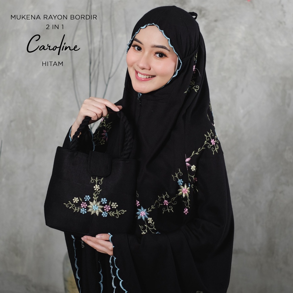 MUKENA BALI TASIK - MUKENA DEWASA RAYON BORDIR 2 IN 1 CAROLINE