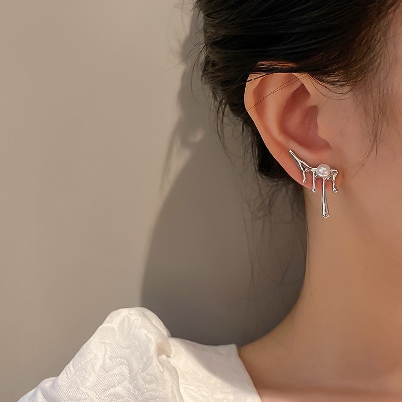 Anting Mutiara Geometris Gaya Korea Untuk Aksesoris