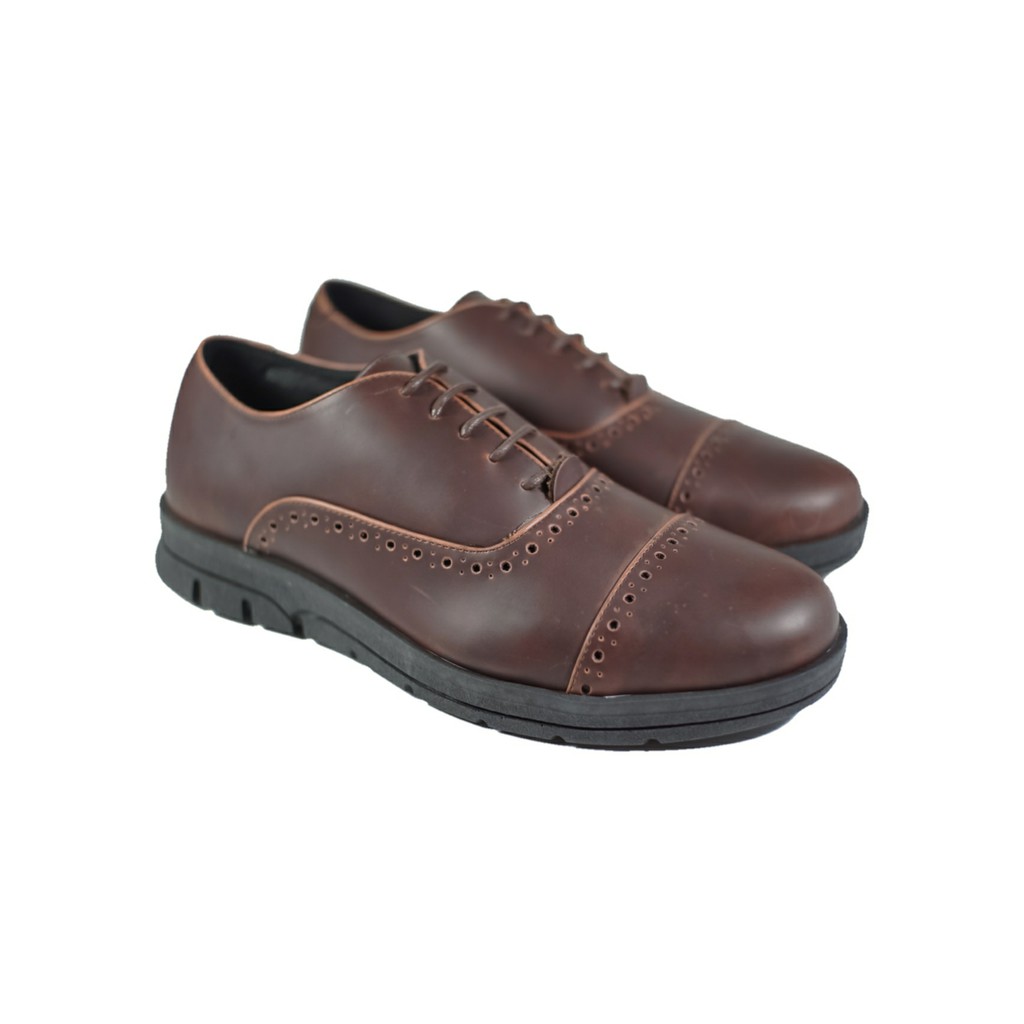 Tomford Brown | Sepatu Kulit Formal Classy Captoe Simple Kerja Pria Cowok Oxford | FORIND x Barnum