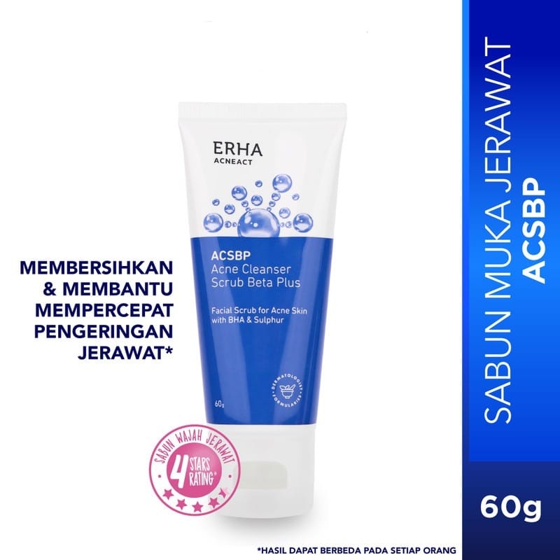 ERHA Acne Cleanser Scrub Beta Plus (ACSBP) 60g - Sabun Wajah Muka Kulit Jerawat ~ ORIGINAL 100%