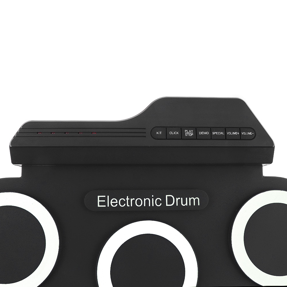 Drum Digital Elektronik 7 Pad Bahan Silikon Dapat Dilipat Untuk Latihan