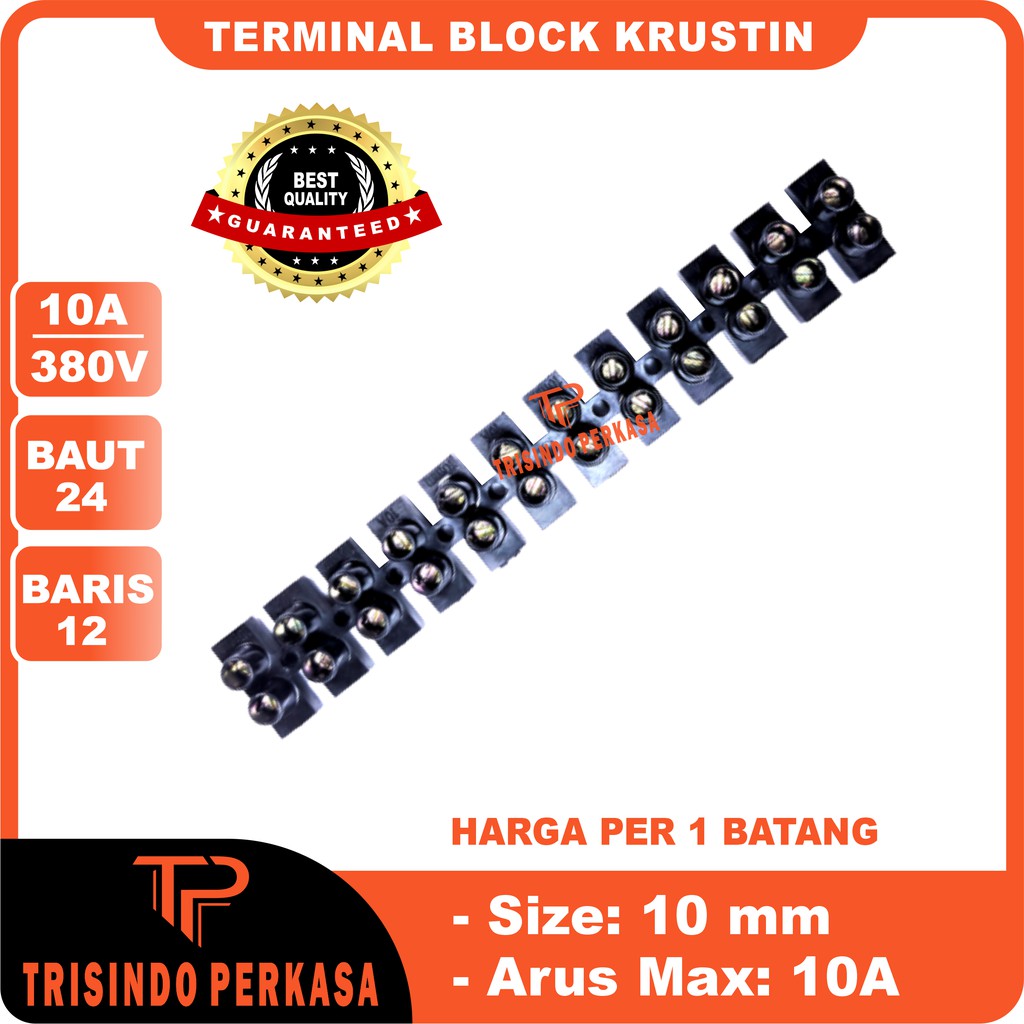 Terminal Krustin 10mm 10A 10Ampere Hitam Klustin Blok