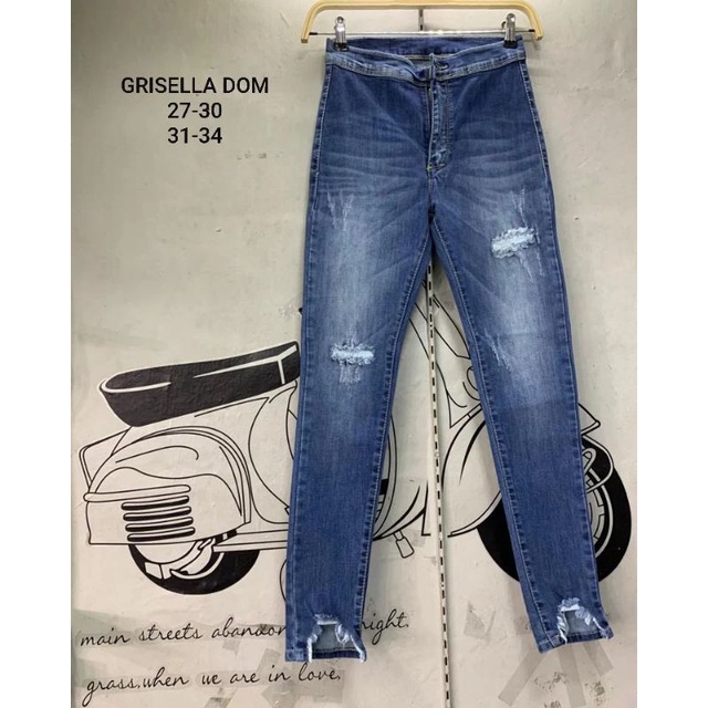 GRISELA DOM || ripped jeans cewe, celana jeans wanita