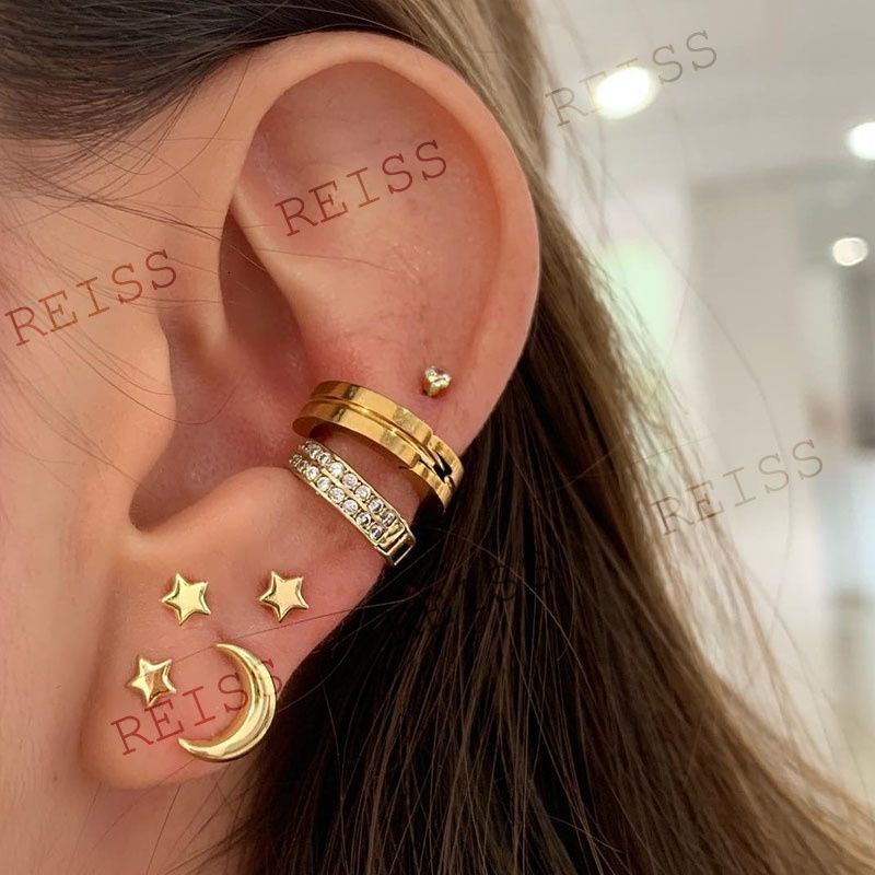 7 Buah/Set  Anting Fashion Crystal Star Moon Earrings Populer  Anting Tindik Studs