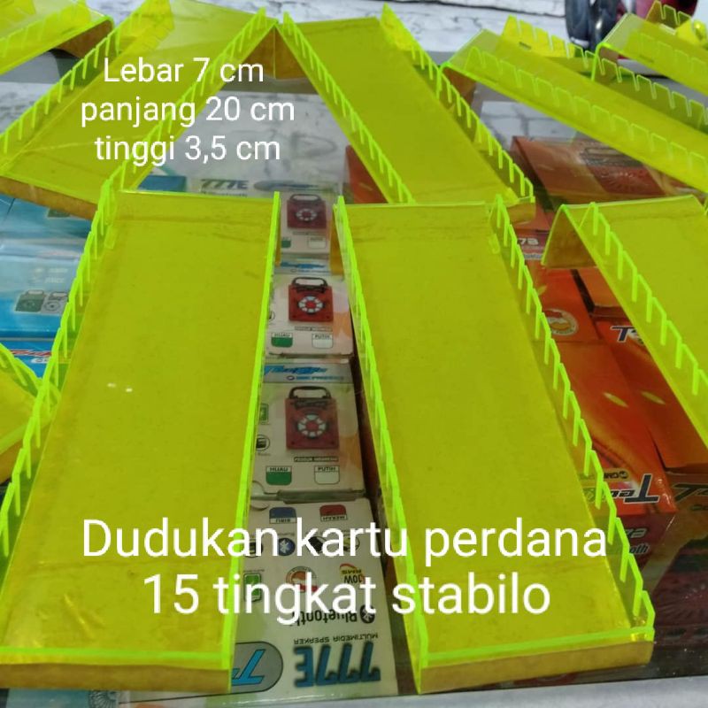 

dudukan kartu perdana lebar 7 cm x 20 cm 15 tingkat stabilo