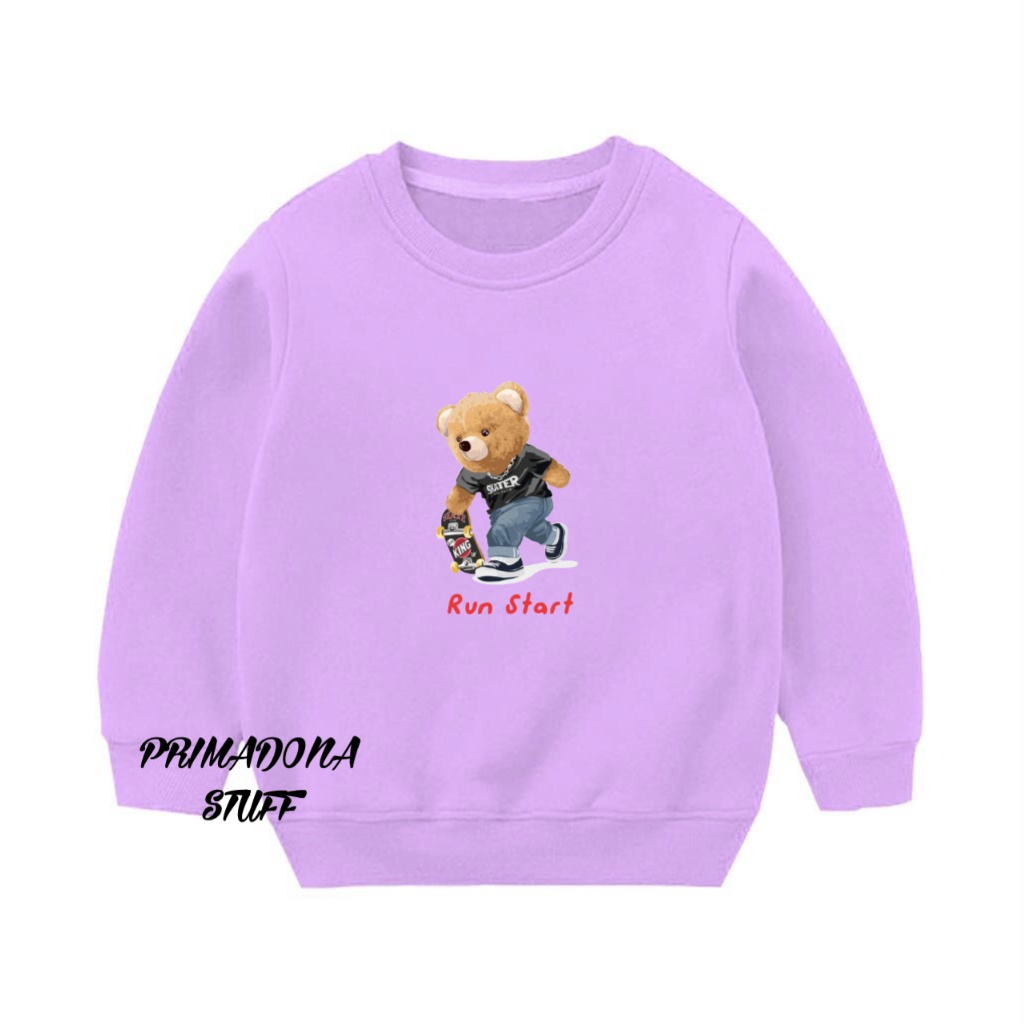 Crewneck baby sweater anak perempuan unisex flece tebal 1-5 thn