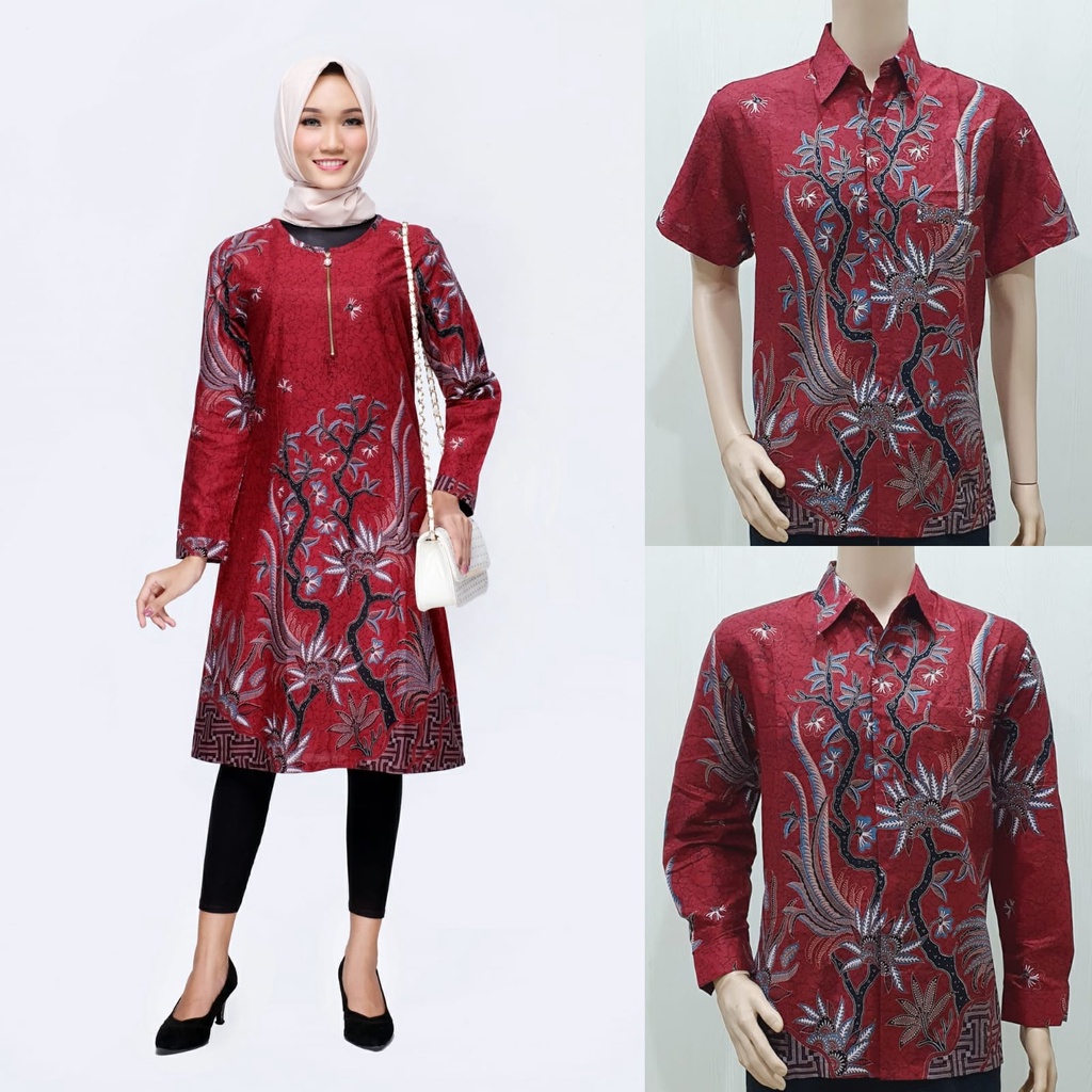 VIVO MERAH BATIK COUPLE KELUARGA PASANGAN MODERN JUMBO PREMIUM SARIMBIT AYAH IBU ANAK DRESS TUNIK