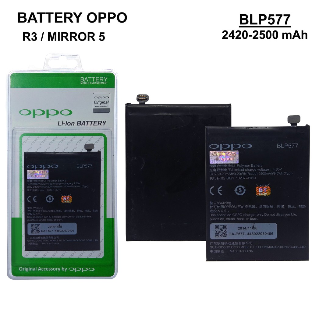 BATTERY OPPO R3  BATERAI OPPO MIROR 5 BATTERY OPPO BLP577 ORI