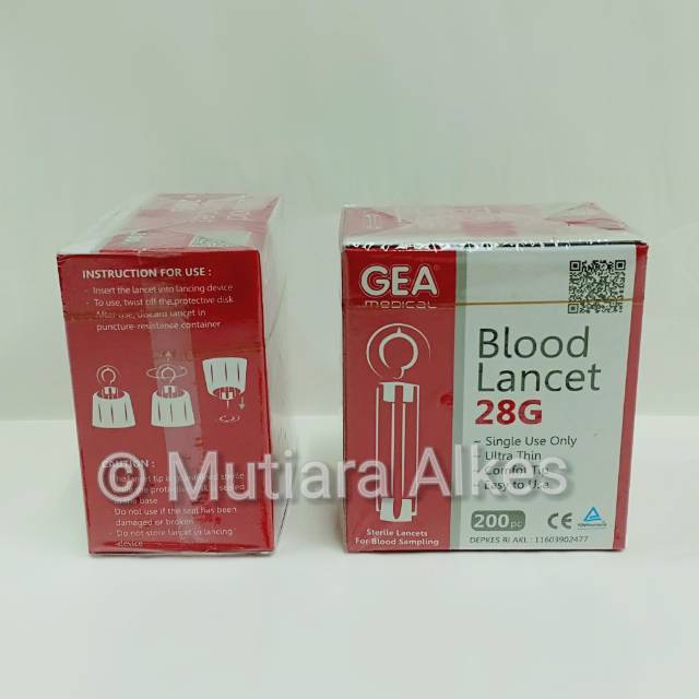 Blood Lancet 28G ( Jarum Ambil Darah ) GEA Isi 200